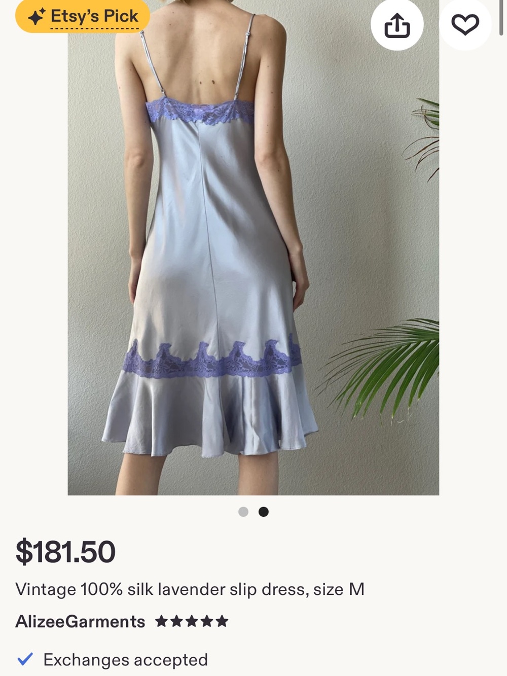 90s 100% silk Victoria's Secret Lavender Silk Slip with Purple Lace - Picture 3 of 6